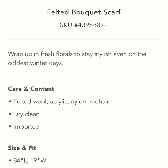 NWT Anthropologie felted bouquet scarf. - Picture 4 of 4
